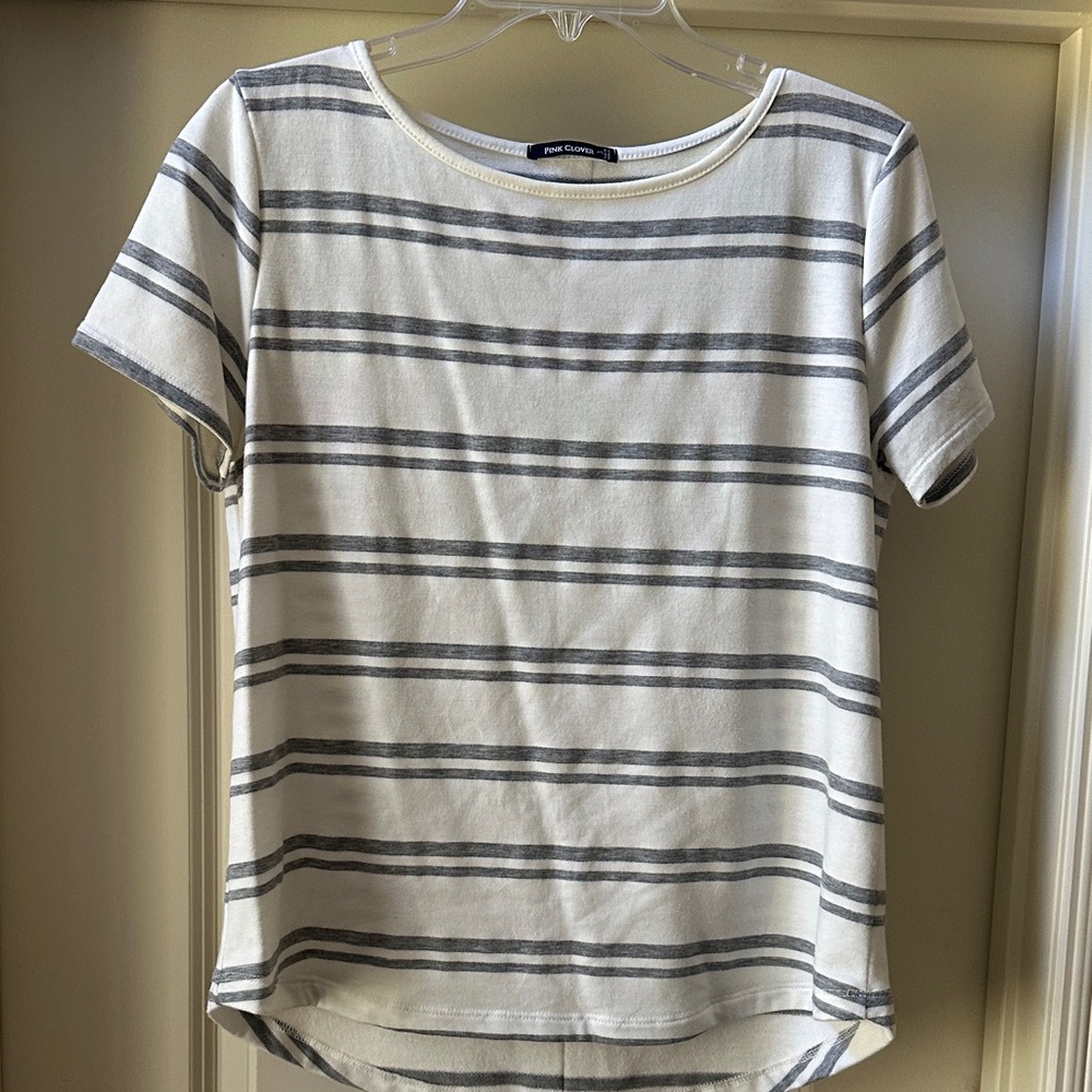 Pink Clover Striped Short Sleeve Tee